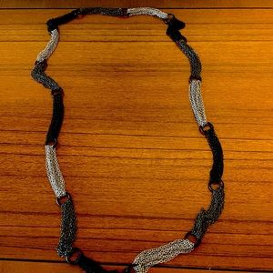 Long black and silver statement necklace